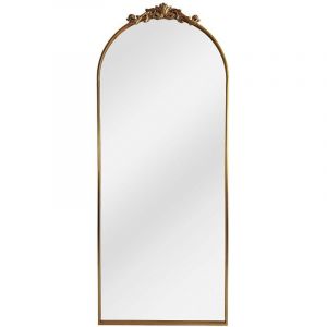 Grand miroir style romantique avec moulure - M&eacute;tal - L. 65 x H. 165 cm - Dor&eacute; - INARI