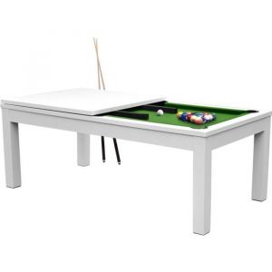 Image de Rendez Vous Déco Table de Billard Eddie convertible blanche tapis vert - Vert