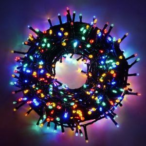 Wisdom - Chaine a' cordes Luccika Home se'rie de 50 mt de 1000 lumie'res de sapin de Noel a' led multicolores 31V cable vert avec 8 jeux de lumie're