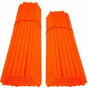 Cyclingcolors 80x COUVRE RAYON ORANGE FLUO ROUE AVANT ARRIERE JANTE TUBE PAILLE FENDUE 190MM 210MM VELO CYCLOMOTEUR MOTO CROSS ENDURO DIRT
