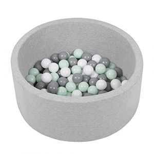 Piscine &agrave; Balles 70X30cm/150 Balles Ronde En Mousse Pour B&eacute;b&eacute; Enfant, Gris Clair:Blanc/Gris/Menthe - gris clair:blanc/gris/menthe - Selonis