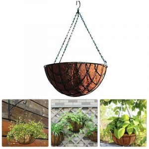 Suspension de pot de coco 35 cm. Comprend une élégante chaîne et un support en vert olive. Convient pour la décoration intérieu