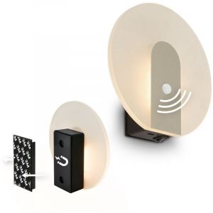 BRILONER Sticklights - Lampe murale sans électricité ni perçage avec détecteur de mouvement, batterie, fixation magnétique amovible, sans fil, 15x3,7x14,7 cm, nickel mat