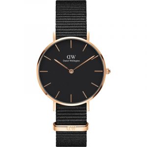 Daniel Wellington Classic Petite Cornwall 32 Mm Cadran Noir/Pvd Or Rose Dw00100215