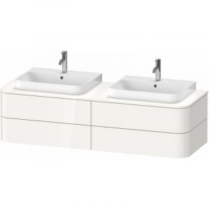 Image de Duravit Happy D.2 Plus Meuble sous-lavabo pour console murale, 1600x550 mm, 4 tiroirs, pour 2 vasques sur le dessus, Couleur (avant/corps): Laque