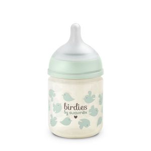 Suavinex Biberon Verre Tétine Symétrique SX Pro Birdies Vert - 120 ml
