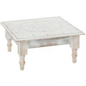 Image de Atmosphera Table d'appoint Ethnique - L. 45 x H. 26 cm - Blanc