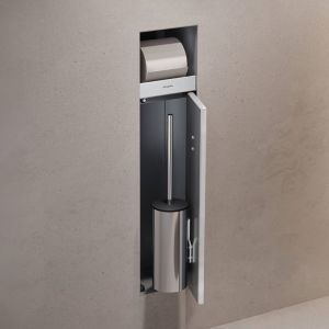 Hansgrohe XtraStoris Rock Module WC, avec porte-brosse et brosse WC, avec support de papier toilette, 56062700,