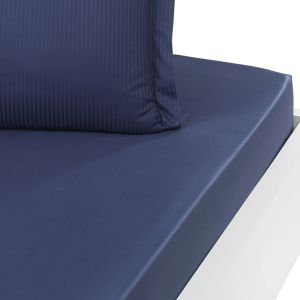 Sensei Maison Drap housse Satin de Coton 120 fils/cm² Uni VERSAILLES Marine 160x200