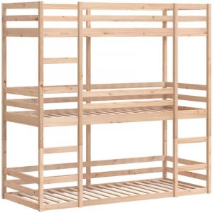 VidaXL Lit superposé triple 90x200 cm bois de pin massif, lit superposé à trois couchettes, lit mezzanine, lit superposé triple en bois