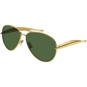 Bottega Veneta Unisex BV1305S 001 Lunettes de soleil Métal Or Vert Pilote
