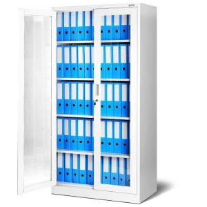 Jan Nowak Armoire de Bureau C012 Armoire m&eacute;tallique de Rangement Vitrine 4 &eacute;tag&egrave;res Acier verrouillable (Blanc)
