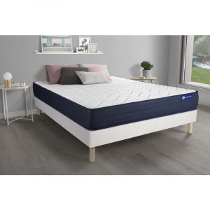 Ensemble sommier matelas 180x200 Actimemo life Mémoire de forme 22 cm Très ferme sommier kit Blanc