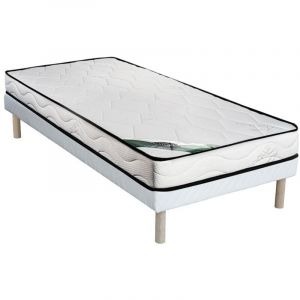 Ensemble 90 x 190 cm sommier tapissier + matelas mousse et coutil bambou - KANANI de NATUREA