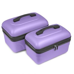 Kinston Set de 2 Grands Vanity – Vanity Case Rigide - Trousse de Toilette Cosmétiques, Rigide avec Poignée, Organisateur de Voyage, Boîte de Rangement - Grande capacité