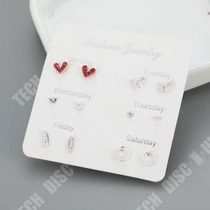 Boucles D'oreilles - Td - 6 Pièces - Argent 925 - Rouge - Dormeuse