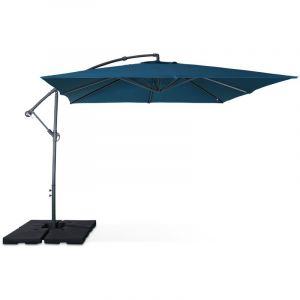 Alice's Garden Parasol d&eacute;port&eacute; carr&eacute; 3x3m hardelot bleu canard
