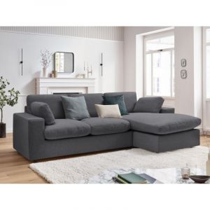 Bobochic Canapé d'angle fixe Canapé d'angle fixe compact réversible belair Gris foncé - Gris foncé