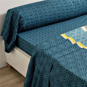 Drap plat CUZCO POLYCOTON 180x290 bleu