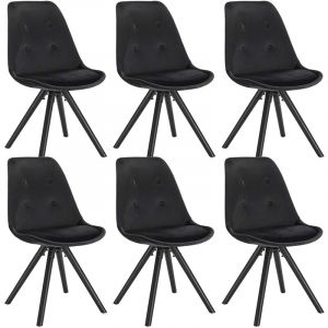 WOLTU Lot de 6 Chaises de salle à manger, siège en Velours, Chaise de cuisine, pied en Bois, Noir