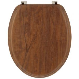 Tendance Abattant WC en Bois moulé aspect Acacia rustique avec Kit fixation en Acier Inoxydable