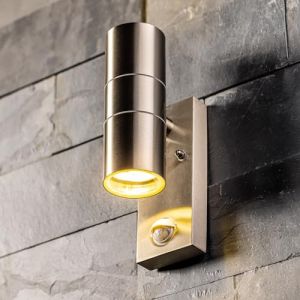 Applique murale d'extérieur IP44 avec détecteur de mouvement pir GU10 haut et bas (Argent) - Cgc Lighting