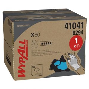 Wypall Chiffons de nettoyage bleus X80 Power Clean 8294 – Chiffons réutilisables – 1 boîte BRAG de 160 chiffons absorbants bleus