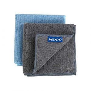 Wenko 2 chiffons microfibres 'Miko' en bleu et noir