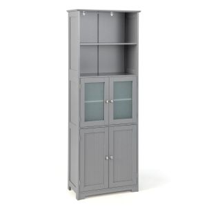 Coast Meuble de rangement indépendant - 2 Meubles + 2 étagères - 60 x 30 x 163 cm - Gris