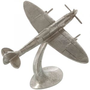 Camacho Avion en résine argentée et vieillie 19 cm