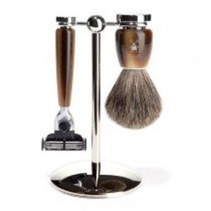 Mühle Set de rasage : blaireau synthétique et rasoir Mach3 noir