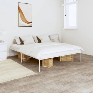 VidaXL Cadre de lit m&eacute;tal blanc 150x200 cm