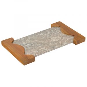 Planche &agrave; d&eacute;couper 38 cm en marbre gris et bois de teck - ZEPHYR