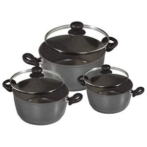 Stoneline Batterie de cuisine 6 pi&egrave;ces "LITTLE" Gris/noir