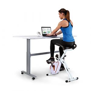 Capital Sports Vélo d'appartement Azura Desk Bike - Masse du volant d'inertie : 7,5 kg - Pour bureau ou à domicile - Blanc