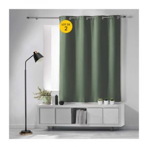 Lot de 2 rideaux occultant petite hauteur 135 x 180 cm occult Kaki