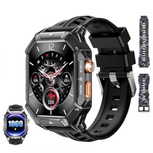 Oukitel Montre Connectée Homme 1000mah Batterie BT80 2,13 Pouces Grand écran AMOLED ip68 étanche Montre Intelligente avec Bluetoo