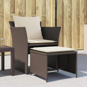 VidaXL Chaise de jardin avec tabouret marron résine tressée
