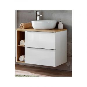 AC-Déco Ensemble meuble sous-vasque + vasque à poser - 80 cm - Capri White