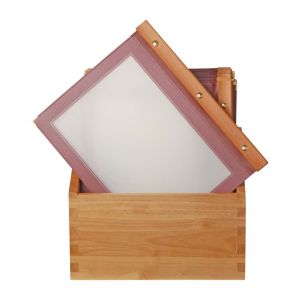 Securit Protège-menus cadre en bois A4 rouge - Lot de 20