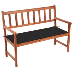 VidaXL Banc de jardin en bois d'acacia et coussin noir de 120 cm