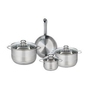Elo 9868250 Batterie de cuisine 4 pi&egrave;ces, Ensemble de 1 Po&ecirc;le de cuisson 24 cm et 3 faitouts 14, 20 et 24 cm Profi Brillant, inox, induction