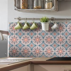 Sticker Mural Carrelage adh&eacute;sif Cuisine Salle de Bain - 9 Stickers Carreaux DE Ciment AZULEJOS CRISANTO - 9stickers10x10cm