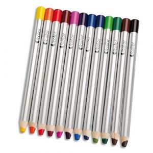 O Color ART PLUS Boîte 12 crayons couleurs gros module pour ardoises et tableau effaçables à sec 180 x 12 mm, mine 8 mm