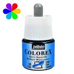 Image de Pebeo Encre aquarelle Colorex., 45ml, Cyan