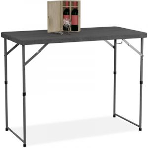 Relaxdays Table de jardin pliante, r&eacute;glable en hauteur, 74x120x60 cm, pour 6 personnes, acier et plastique, grise