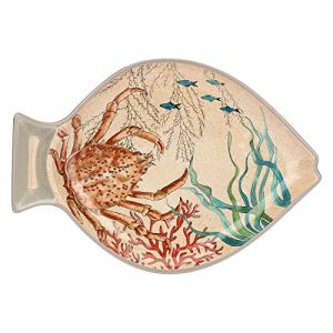 Nador Sea Life Lot de 2 assiettes à poisson 100% mélamine 33 x 23 cm dans un coffret cadeau