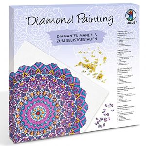 Ursus 43520008F - Diamond Painting Mandala Set 8, kit de Bricolage avec Toile et Pierres dans Les Tons Lilas, Roses et Bleus
