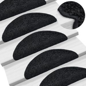 Décoshop26 Tapis d'escalier 15 pièces Noir 56 x 20 cm DEC023561