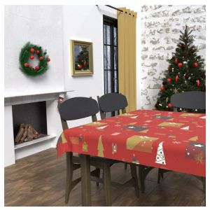 Soleil d'Ocre Nappe rectangle anti-tâches 140x240 cm SAPIN rouge, par